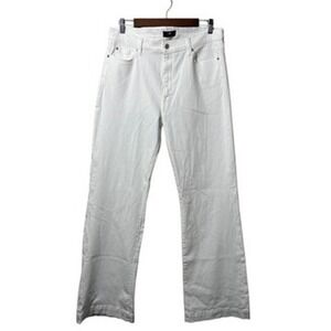 7 For‎ All Mankind Dojo White Jeans 32 Flare Bootcut Stretch Fan Pocket Y2K NWOT